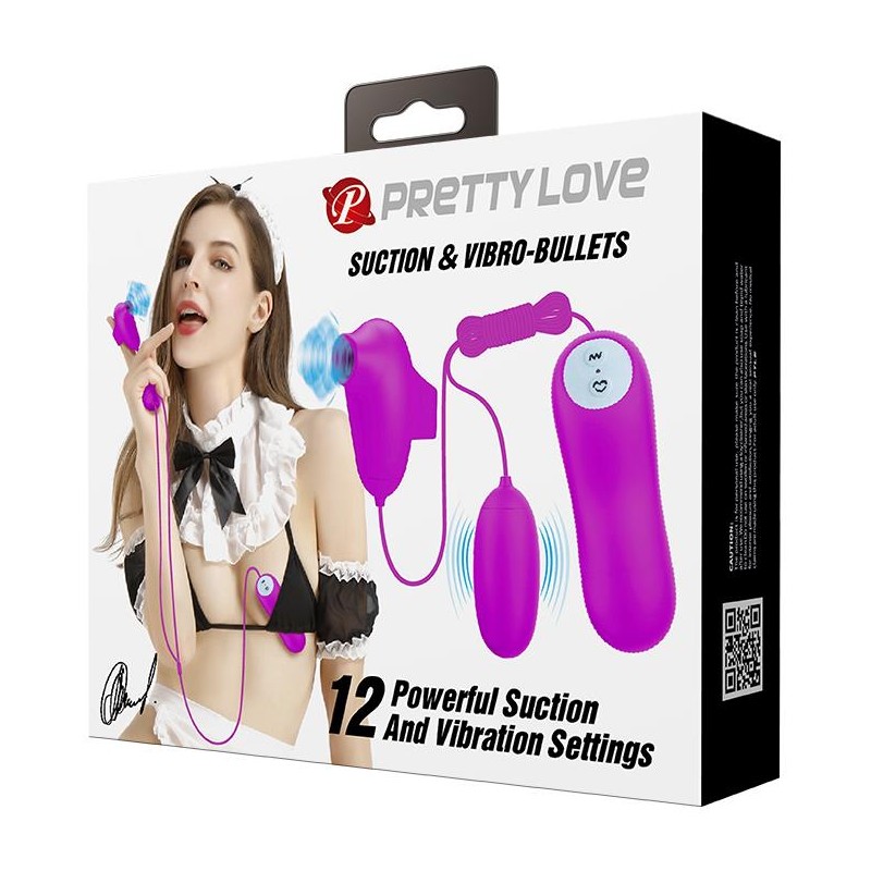 PRETTY LOVE - SUCTION & VIBRO-BULLETS, 12 vibration functions 12 sucking functions